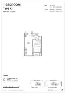 ambersea 1 bedroom a1 409sqft floor plan