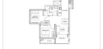 ambersea 2 bedroom b1 614sqft floor plan